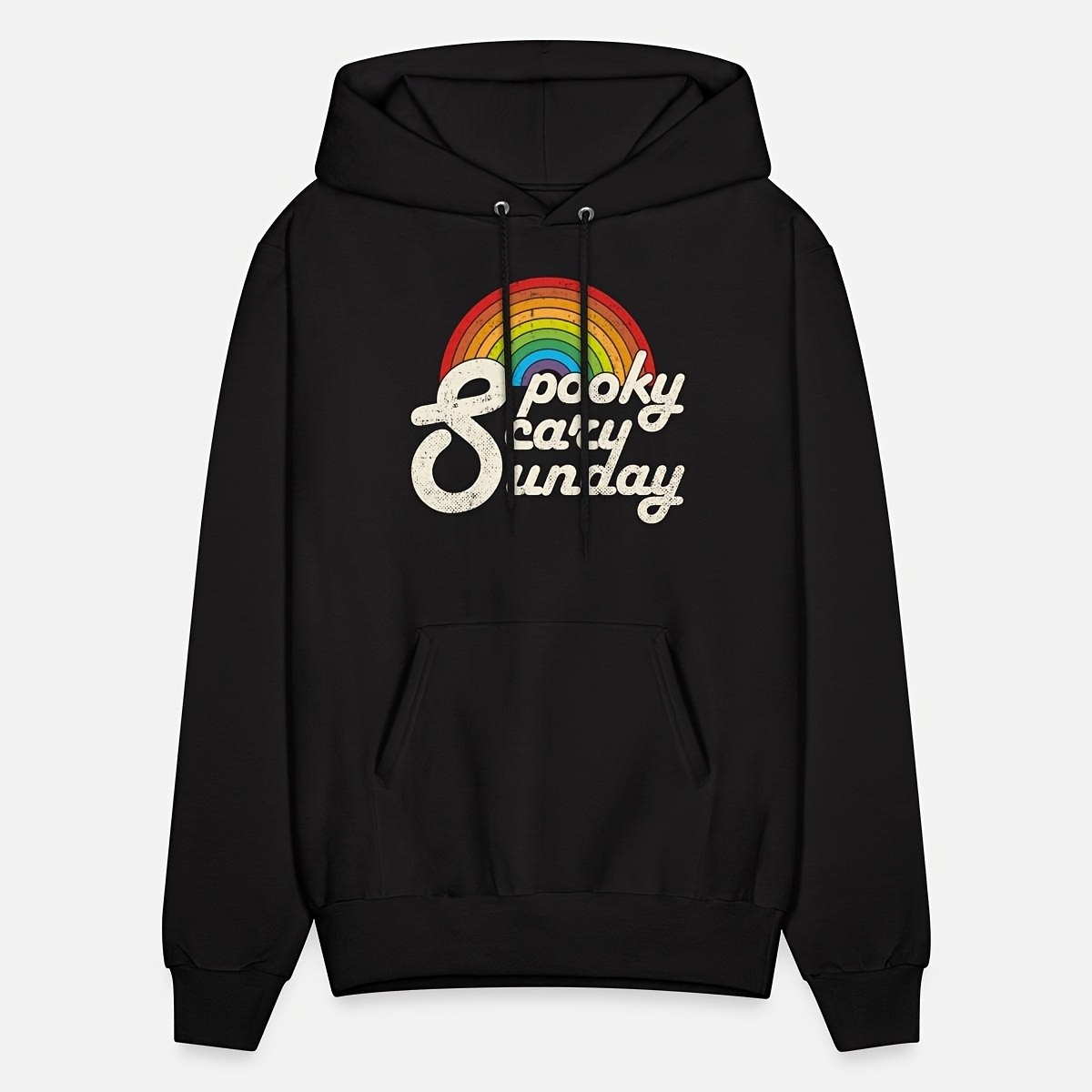 Spooky Scary Sunday Rainbow Print Men's Hoodie, Loose And Comfortable Cotton Ble