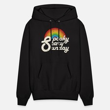 Spooky Scary Sunday Rainbow Print Men's Hoodie, Loose And Comfortable Cotton Ble
