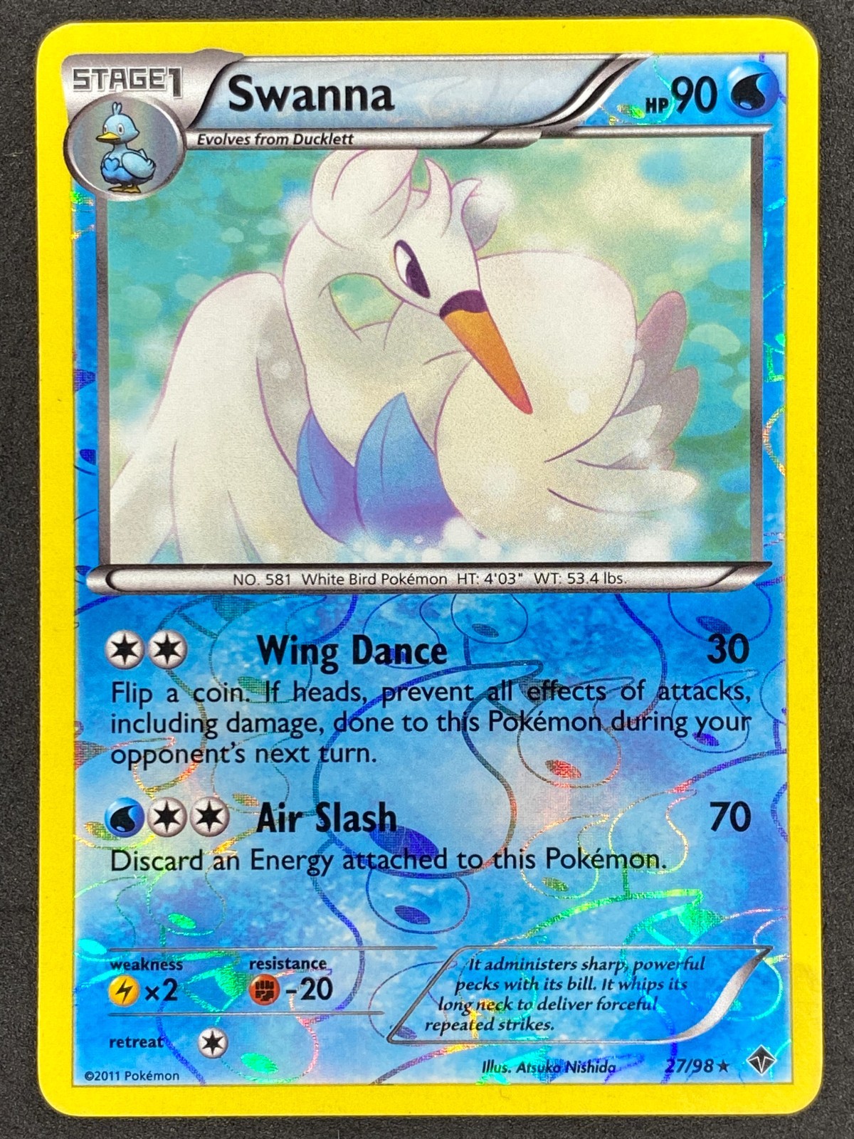 Pokémon Swanna Reverse Holo 27/98 EPO Emerging Powers LP