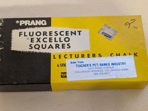 Prang Fluorescent Excello Squares Lecturers Chalk Original Box 2140-6 Nice - Picture 6 of 8