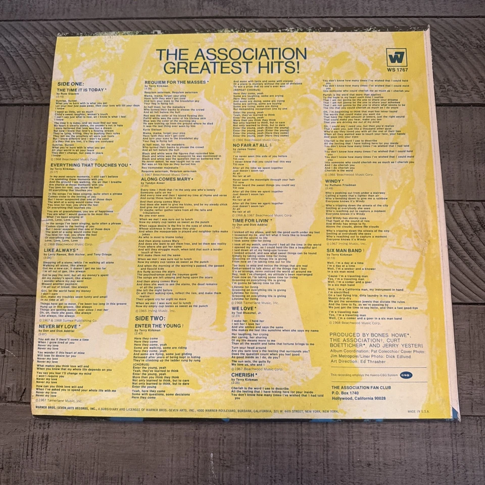 Vinyl LP The Association " Greatest Hits! " 1967 Tamerlana Records - Image 2 of 4