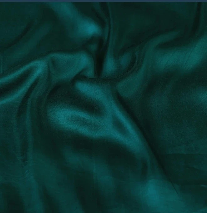 MULBERRY SILK SATIN fabric by the yard -Dark Green silk fabric - Handmade silk - Image 3 of 4