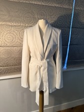 NWT ZARA WOMAN'S  BELTED TUXEDO JACKET BLAZER ECRU SIZE XS