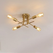 Retro Metal Ceiling Light 4 Head Chandelier Living Room Gold Pendant Light E27