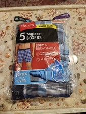 Hanes Men  s M 32-34 5 Boxers Blue Plaids Comfort Soft Wicking Cool New Open Pack