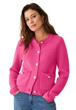 ellos Plus Size Boxy Gold Button Front Cardigan