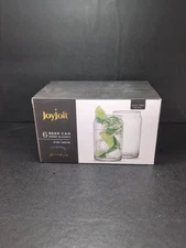 JoyJolt 16oz Can Shaped Glass Cups, Durable Drinkware Set, 6 Pack, Glassware