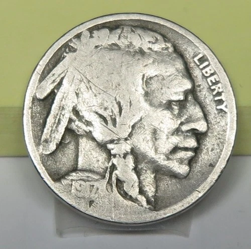1917-S Buffalo Nickel  Good Light scratches in Indian's hair