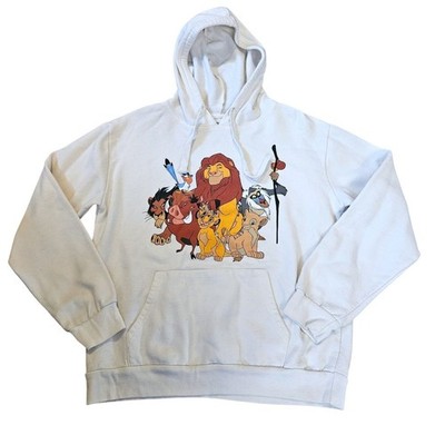 Disney The Lion King Graphic Hoodie Mens Large White Simba Scar Mufasa Pullover