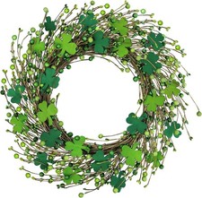 20" St. Patrick's Day Wreath - Artificial Shamrock  Clover Decor for Home