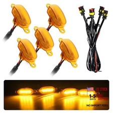5PCS Car Front Grille Light, Bright Amber Lens LED Grill 5pcs Yellow  Yellow