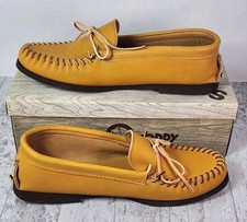 Quoddy Canoe Shoe Camp Moc Buck Tan Double Glove Leather Mens Size 10 Moccasins