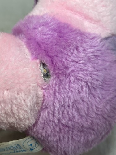 Vintage Happy Mates Stuffed Elephant Rainbow Pink Purple 1980’s Retro Plush HOLE - Picture 8 of 9