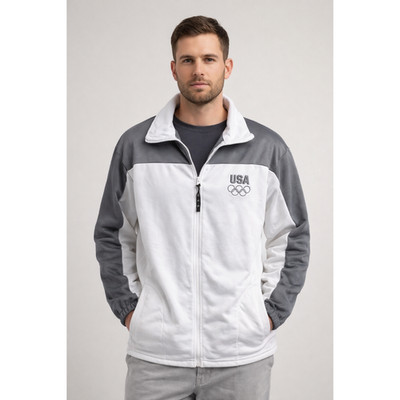 Vintage Authentic Team USA Olympic Committee Fleece-Lined Track Jacket Mens XL