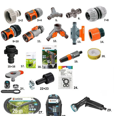 GARDENA Schlauchstück Hahnstück Wasserstop Kupplung Reparator Y-Stück 1/2'' 3/4''