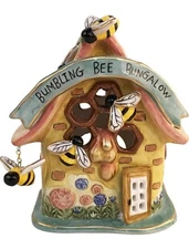 Blue Sky Clayworks Bumbling Bee Bungalow Tea Light Candle House #20499 NEW