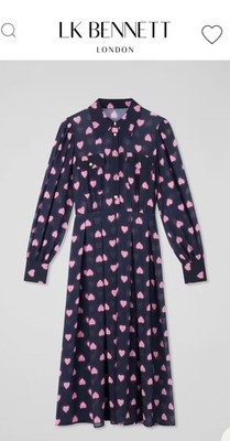FLASH SALE! LK Bennett Brand New Cody Navy-Heart Print Shrit Dress in Size 4!