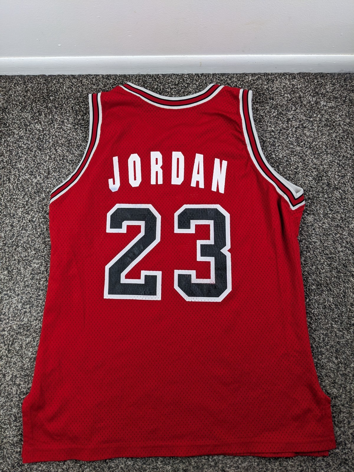 Vintage Champion Michael Jordan Chicago Bulls Jersey White Letters 44 USA Made