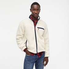 J.Crew Nordic Polartec Sherpa Fleece Jacket Ivory Navy Men s Large NWOT