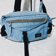 Rare PORTER Body Bag Waist Pouch Light Blue