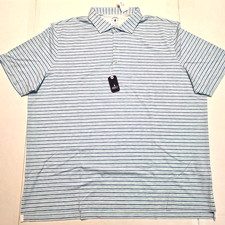 118 New Johnnie-O DECLAN Striped Polo Shirt Men 2XL Blue UPF 50 Sun Protection