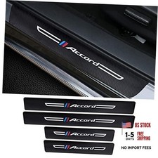 4PCS Carbon Fiber Textured Leather Car Door Sill Protectors, Compatible with