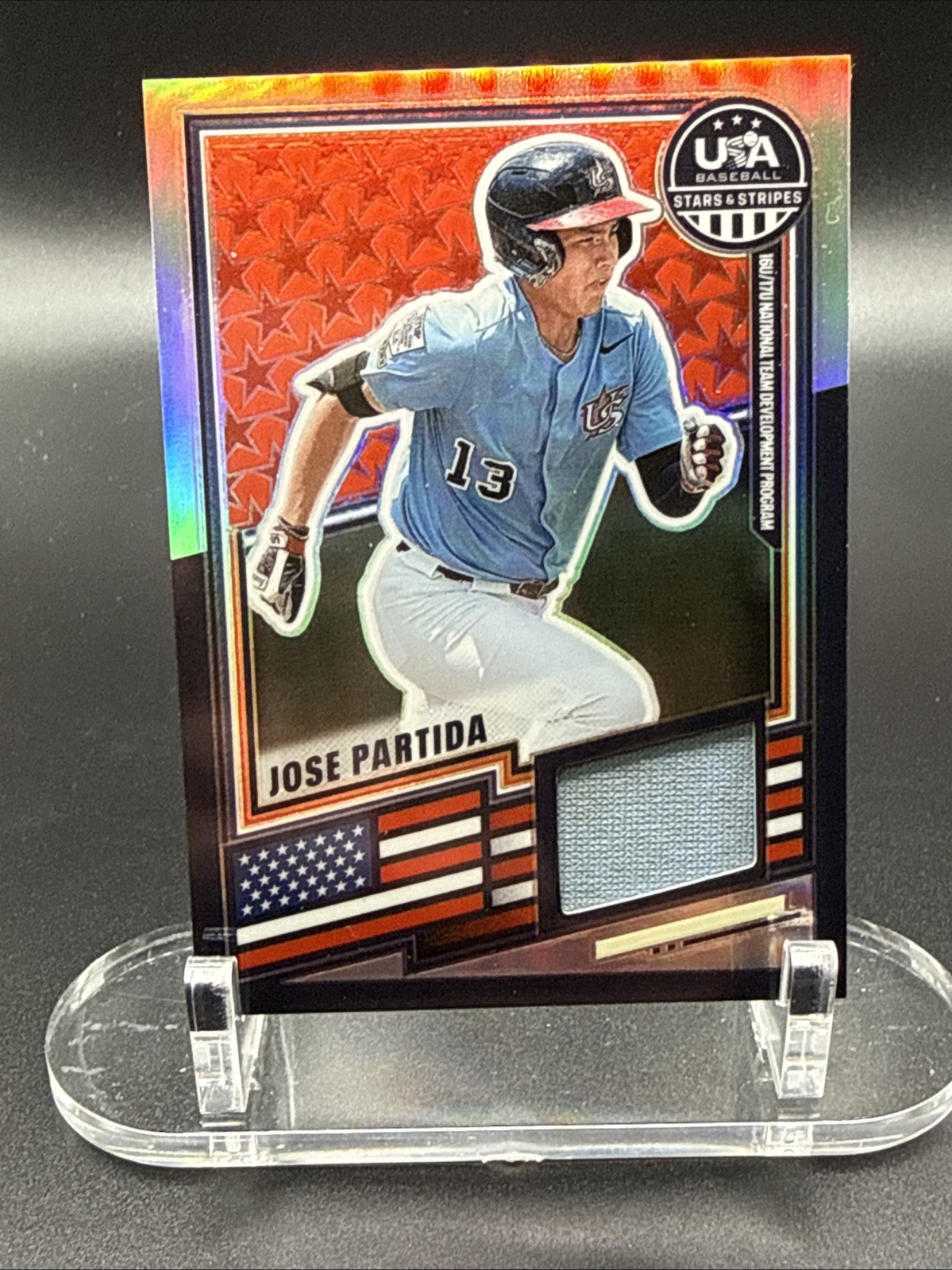 Panini Jose Partida USA Baseball 2026 Stars & Stripes Game-Worn Prizm #USA-JP