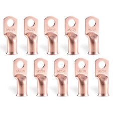2/0 AWG 3/8   M10 Copper Ring Terminals, 10 Pcs Heavy Duty Battery Cable Lugs f
