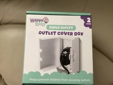 Wappa Baby Baby Safety Outlet Cover Box 2 Pack Double Lock White
