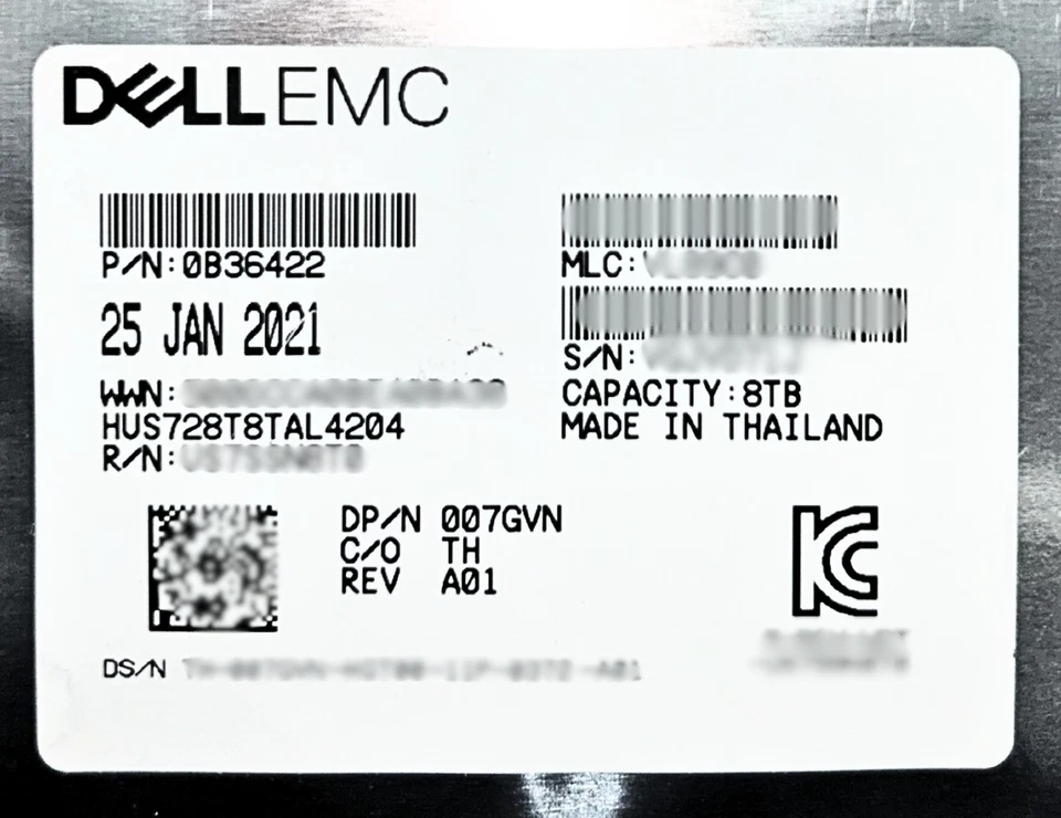 Dell 07GVN_NEW 8TB 7.2K SAS 3.5 12G 4K HDD Hard Disk Drive - Image 2 of 4