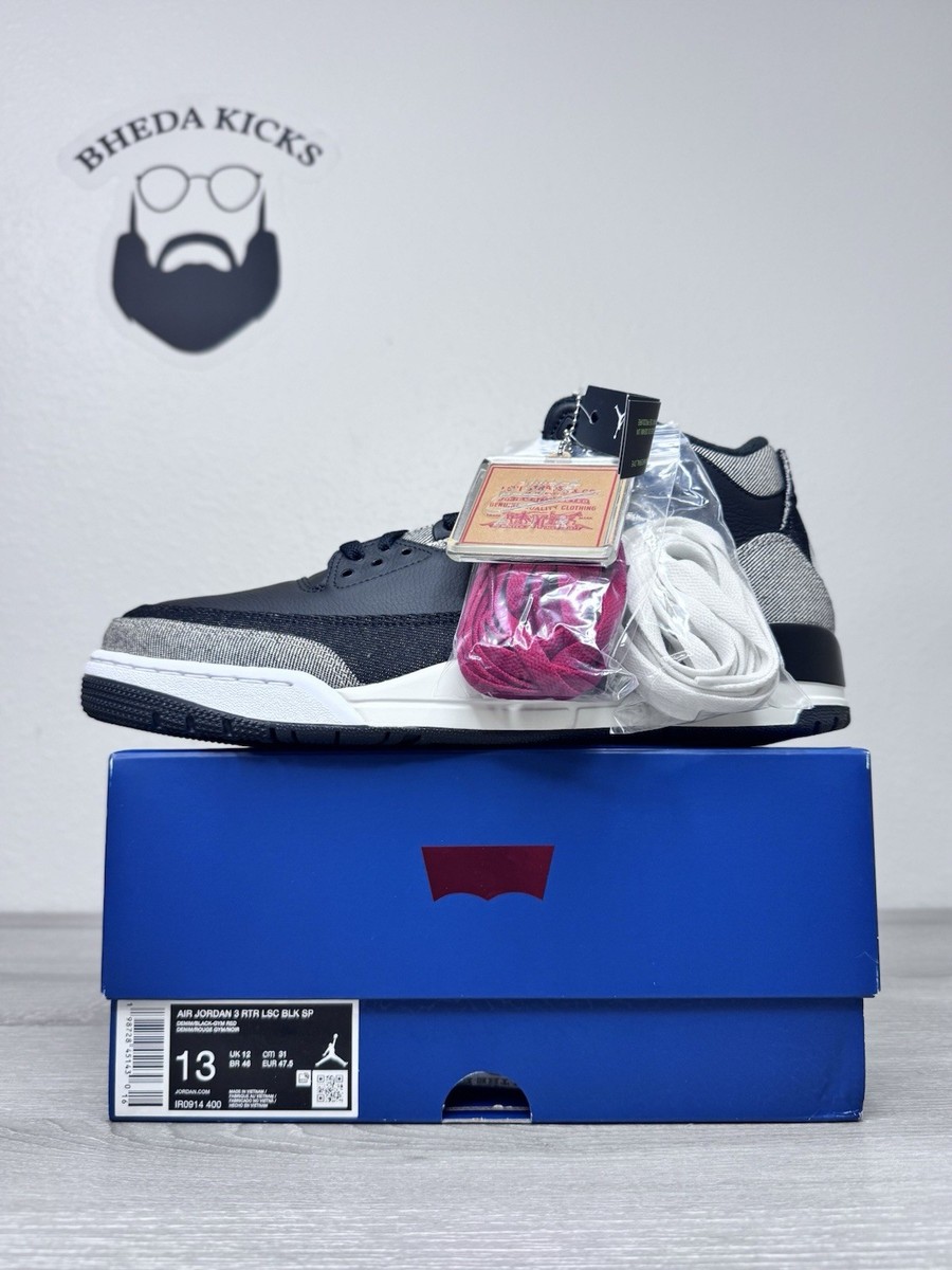 Size 13 - Levi's x Air Jordan 3 Retro SP Black Denim for sale
