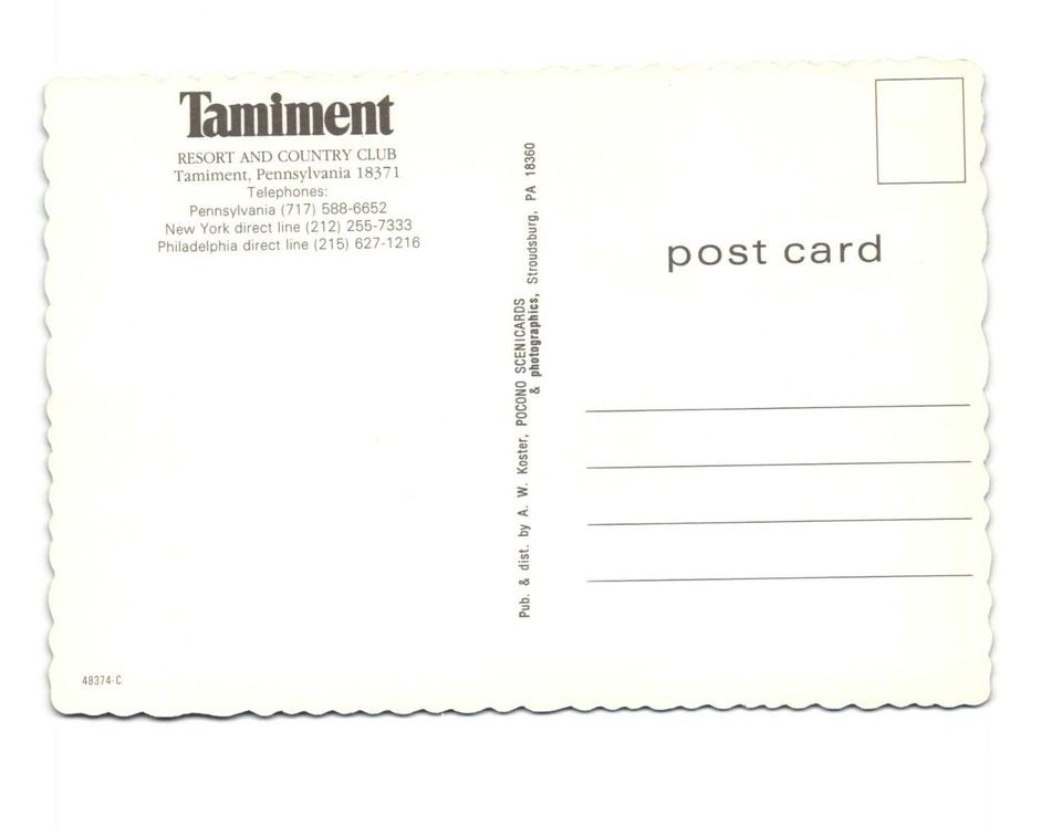 TAMIMENT Resort and Country Club Tamiment PA vintage postcard unposted ...