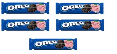 5 X OREO KAKAOKEKSE MIT ERDBEER-KÄSEKUCHEN-GESCHMACK CREME 5 X 154 GR