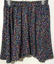 Disney D‑Signed Girls XL Skirt – Black Multicolor Confetti Print, Flared Pull‑On