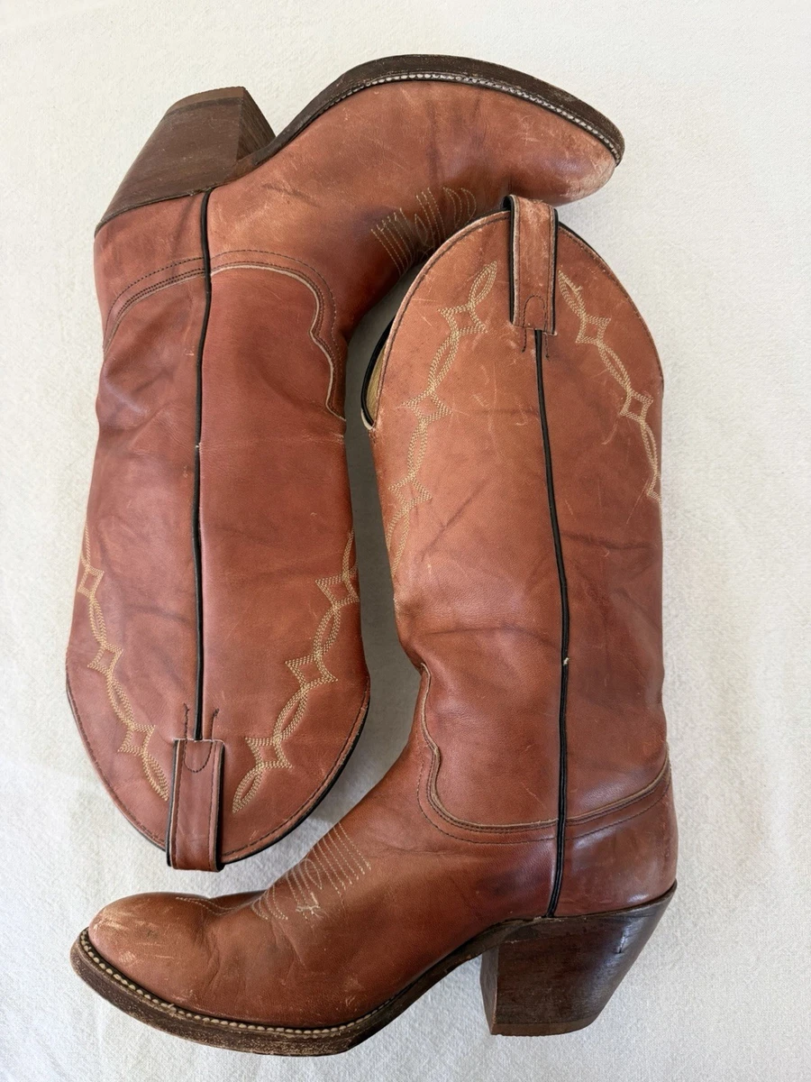 Bottes Cowboy Femme Abilene – Cuir Chocolat Et Marron – Tige Haute – Occasion