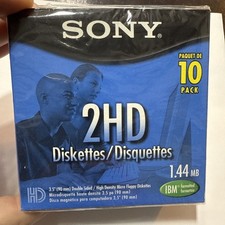 Sony 2HD Diskettes 10 Pack 1.44MB IBM NIB Rel...