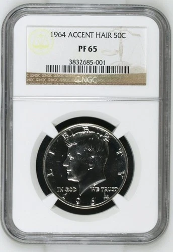1964 Accent Hair Silver Proof Kennedy Half Dollar 50c Coin NGC Certified PF65
