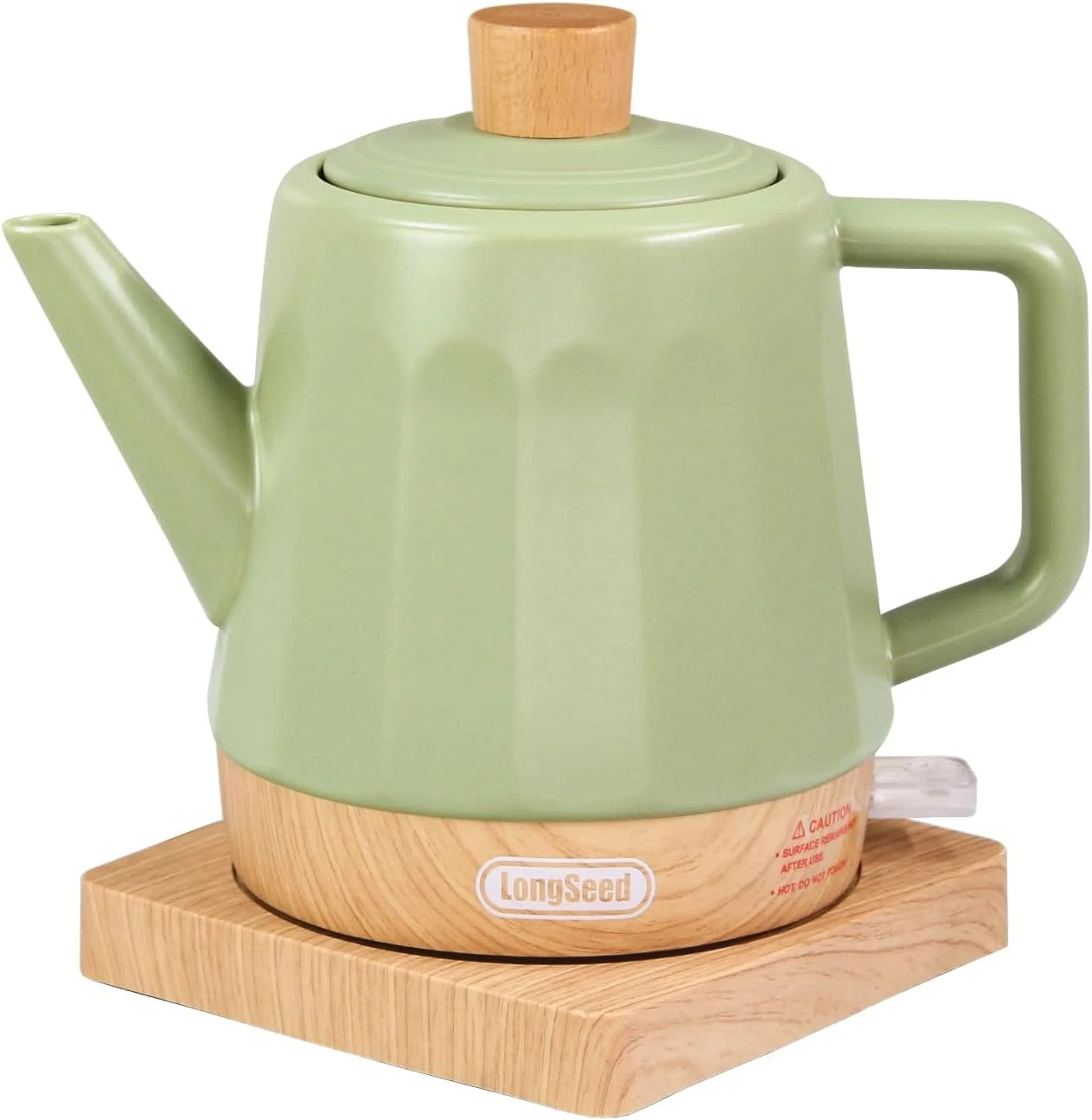 Seed-Green Ceramic Electric Kettle 1.2L with Auto Shut Off & Dry Boil Protection