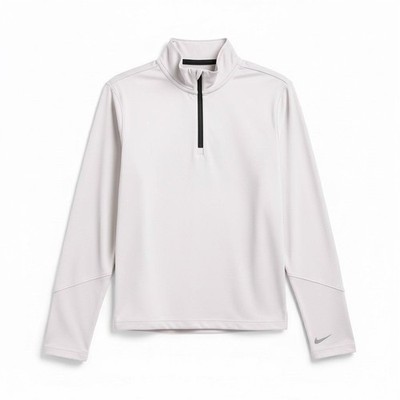 $50 Nike Boys White Dri-FIT UV 1/2 Zip Long Sleeve Training Shirt FN8375-100 - L