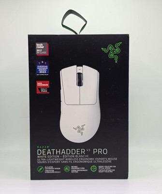 Razer DeathAdder V3 Pro Wireless Gaming Mouse, Fast Optical Switches (White)