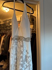 Mac Duggal Embellished with Crystal arnd waist  long mermaid gown, Size 10 White