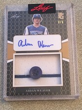 AIDAN WEAVER 2021 Leaf Perfect Game Jersey Button Patch Autograph #3/5 DUKE