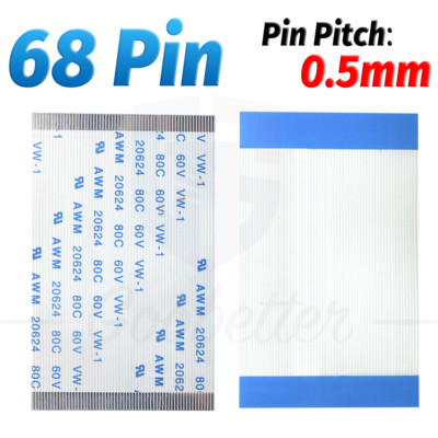 5cm to 10cm Length, 68Pin FPC FFC Flat Flexible Ribbon Cable 0.5mm Pitch