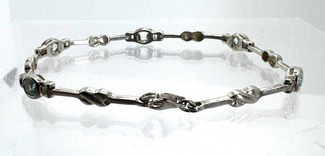 Solid Sterling Silver 925 Light Blue Topaz Bracel… - image 4