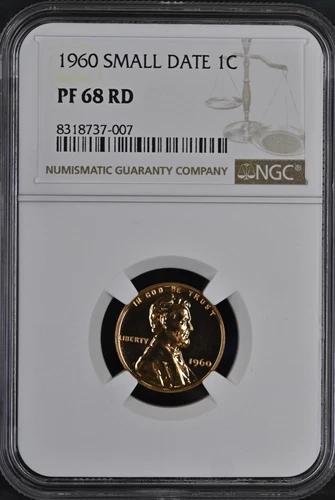 1960 Small Date 1 Cent Lincoln Memorial NGC PF 68 RD