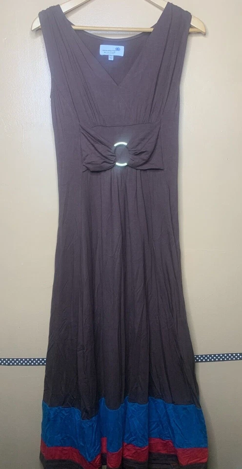 Completely Me by Liz Lange Women's XSmall Dress Maxi V Neck Brown Sleeveless - Image 3 of 4