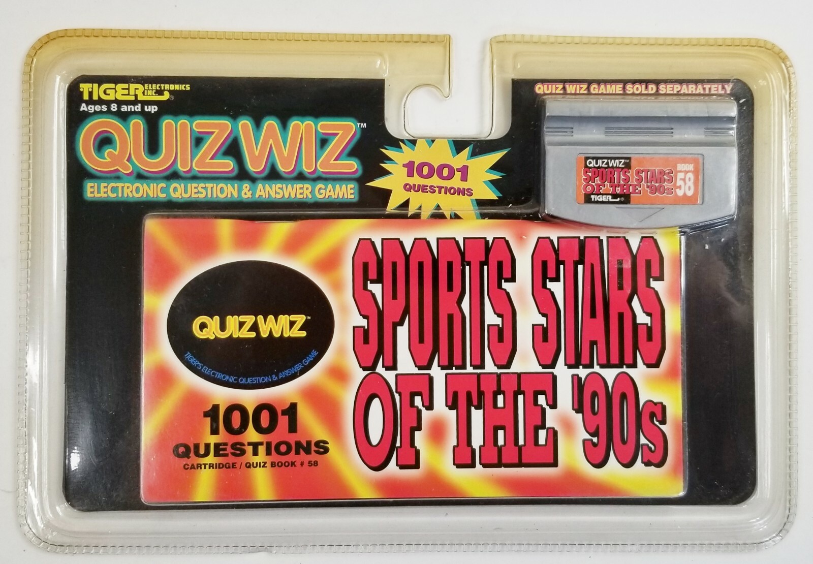Tiger Electronics Quiz Wiz Sports Stars of the 90s Cartridge + book 58