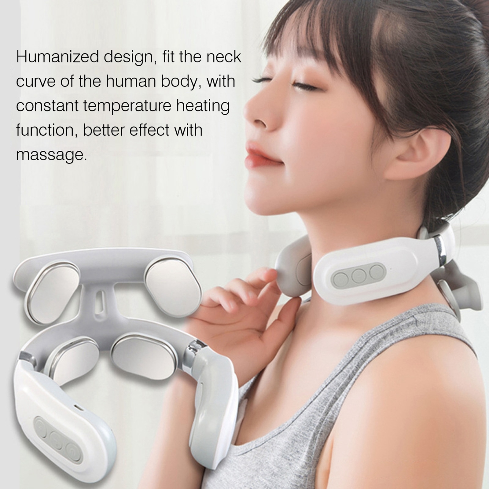 Electronic Pulse Neck Massager with Heat Cervical Pain Relief Rechargeable Fast