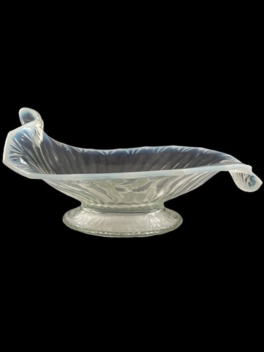 Vintage Opalescent Depression Glass Leaf Shaped Single Handled Large Bowl Dish - Picture 4 of 12
