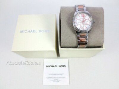 NEW Michael Kors Janelle Rose Gold & Silver Two Tone Watch MK7093